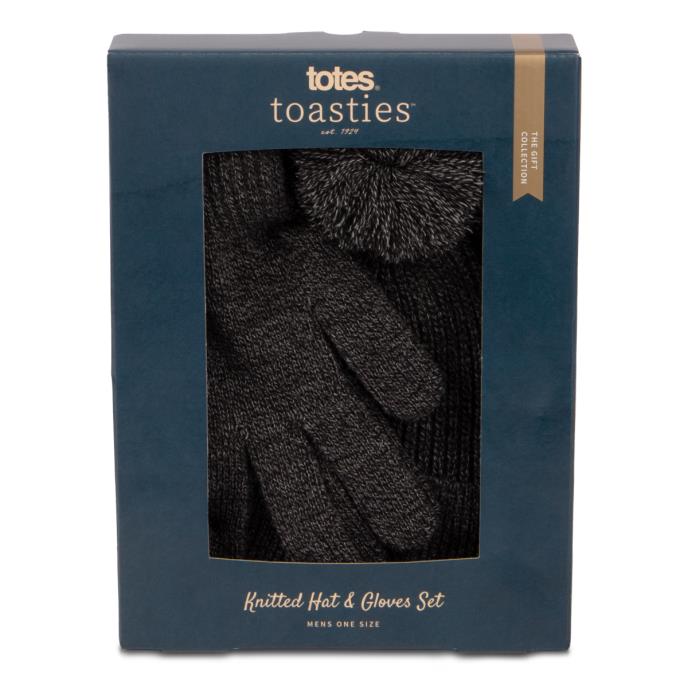 totes toasties® toasties Mens Hat & Glove Gift Set Black / Grey Extra Image 1